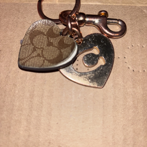 Coach Other - Coach Dual Heart Keychain in Brown and Gold